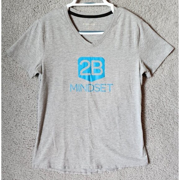 Beachbody "2B Mindset" Women's Short Sleeve V Neck T Shirt Gray Workout Size S - Picture 1 of 13